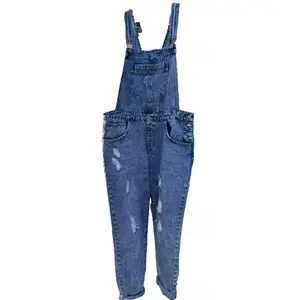 Forever 21 Women's Denim Overalls Size 31, Distressed, Raw Hem Overall Jeans