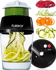 Vegetable Spiralizer and Slicer - Zucchini Spiralizer Noodle Maker with Sharp Stainless Steel Blades, Spiralizer for Veggie Noodles, Cucumber Veggie Vegetable Zoodler, Kitchen Gadget (4 in 1)