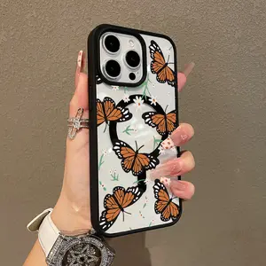 Premium Magnetic Case for iPhone11/12/13/14/15/16/promax Butterfly Daisy collage y2k cased MagSafe Ready, Anti-Fall,Springtok and Ultra-Thin Design | Perfect for Everyday Use Protector Screen Protector