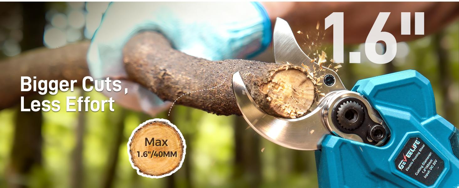 GEVEELIFE 2-in-1 Electric Pruning Shears Cordless, 1.6" Cutting Diameter, Electric Tree Pruner with 12.8Ft Reach Extension Pole, 2×4.0Ah Battery Powered Pole Pruner for Tree Trimming