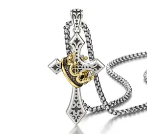 [New Products] Greenish Spring Jewelry Easter Crown Cross Necklace, Personalized, Versatile, Stylish Design Necklace,Fashion Items Holiday gifts Heart Shaped Pendant