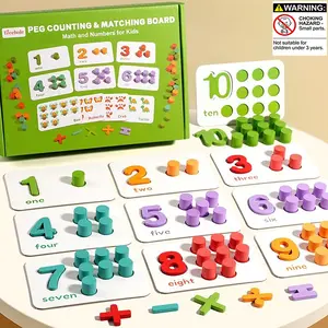 Wooden Math Toy Operation Count Puzzle Board, Addition & Subtraction Learning Game for Ages 3+, Birthday & Christmas Gift
