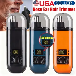 Electric Nose Hair Trimmer for Men Rechargeable Ear & Nose Hair Clipper Ultra-Quiet Pain-Free Precision Trimming Waterproof USB Fast Charging Portable Travel Personal Grooming Shaving Tool with LCD Display