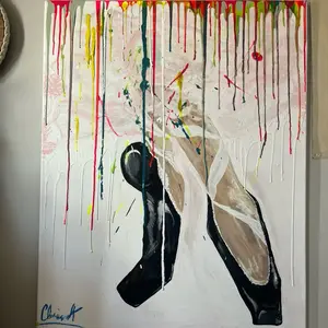 Clara_sart "Dancing Through The Chaos" Vibrant Splashes of Colors Abstract Art Canvas 30x40 inches by Artist Clara_sart