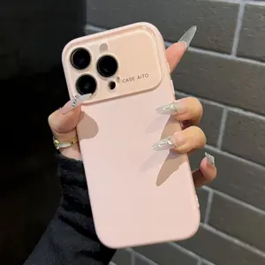 "Ins-Style" Dopamine-Color Solid Silicone Case with Large Camera Window - Compatible with iPhone 17 Pro Max.Soft, Skin-Friendly Texture.Simple & Minimalist Design for iPhone 16/15 Pro; Full-Coverage Protective Cover for iPhone 14/13/12 (Couple's Style).