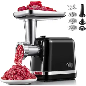 Electric Meat , Heavy Duty Meat Mincer, Sausage Stuffer Maker,   with Sausage & Kubbe Kit, 3  Plates, Stainless Steel (Black)