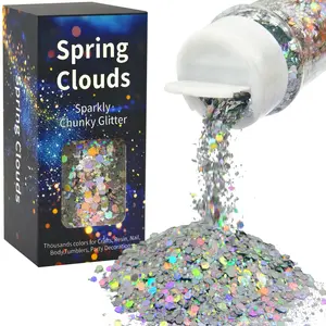 Chunky Glitter for Women Face Nail Hair Eye Lip Holographic Craft Glitter for DIY Resin Art Crafts Party Festival Cosmetic Makeup