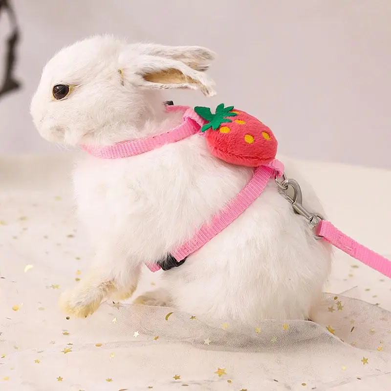 Fruit Plush Decor Rabbit Harness with Random Color Leash, Adjustable Breathable Pet Harness for Small Pets, Small Animal Supplies for Outdoor Walking