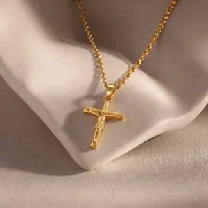 Jesus Cross Necklace, INRI Crucifix Pendant, Gold Christian Necklace, Faith Jewelry Gift for Believers, Catholic Jesus Necklace, Religious Cross Pendant for Daily Wear, Prayer Jewelry, Meaningful Christian Gift, gift for gf & wife, valentine's gift handma