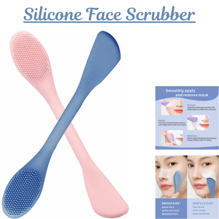 2-in-1 Silicone Facial Scrubber & Mask Applicator, Exfoliating Tool for Blackhead Removal, Unisex Skincare for All Skin Types - Multi-Pack (Pink & Blue), Face, Dual-Ended Skin Care Devices, Mother, Lightweight, Easy To Use Skin Care Devices
