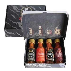 HOT 2026!!! Tabañero Challenge Box, Hot Sauce Gift Set, 4 Pack, Original, Extra, XXX Hot and Dragon's Breath, 1.7 oz Mini Glass Bottles, Gluten Free, All Natural, Low Sodium, Vegan, Kosher, Made in the USA