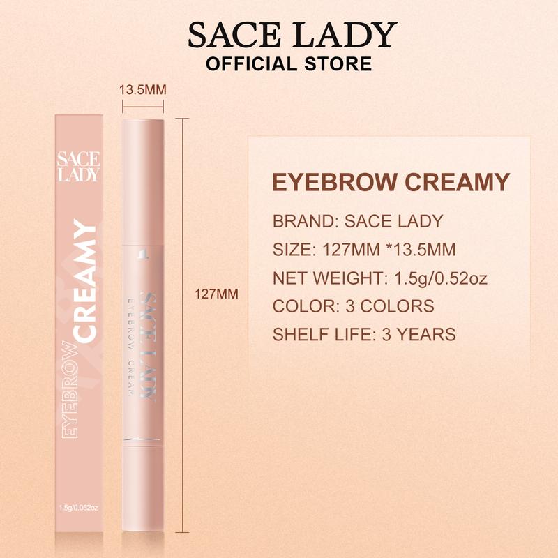 SACE LADY Eyebrow Cream,Long Lasting & Waterproof Tinted Gel Corrector with Brush 2 in 1 Eye Makeup, Pigmented Intense Brow Color Powder Cream