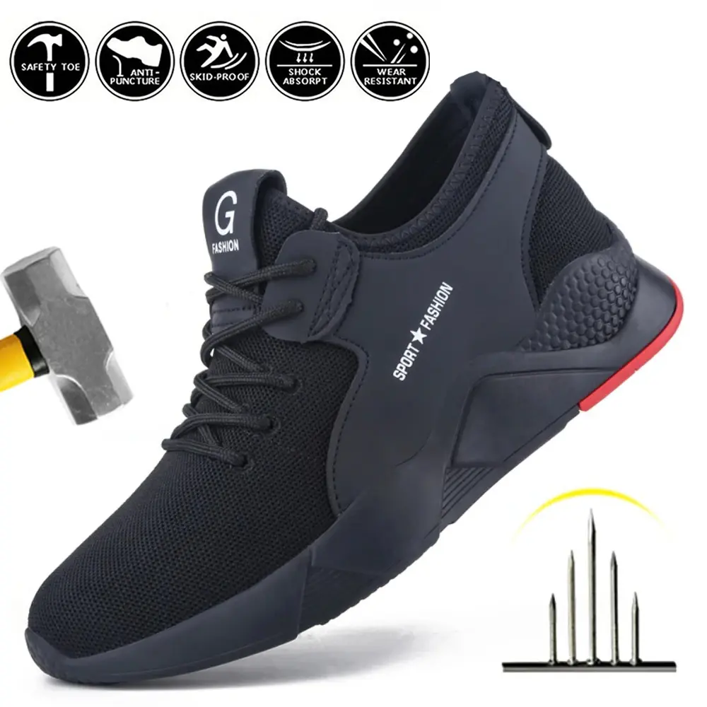 Men's Steel Toe Work Shoes, Breathable and Durable Kevlar Safety Sneakers, Fashionable Worker Footwear, Walking Shoes