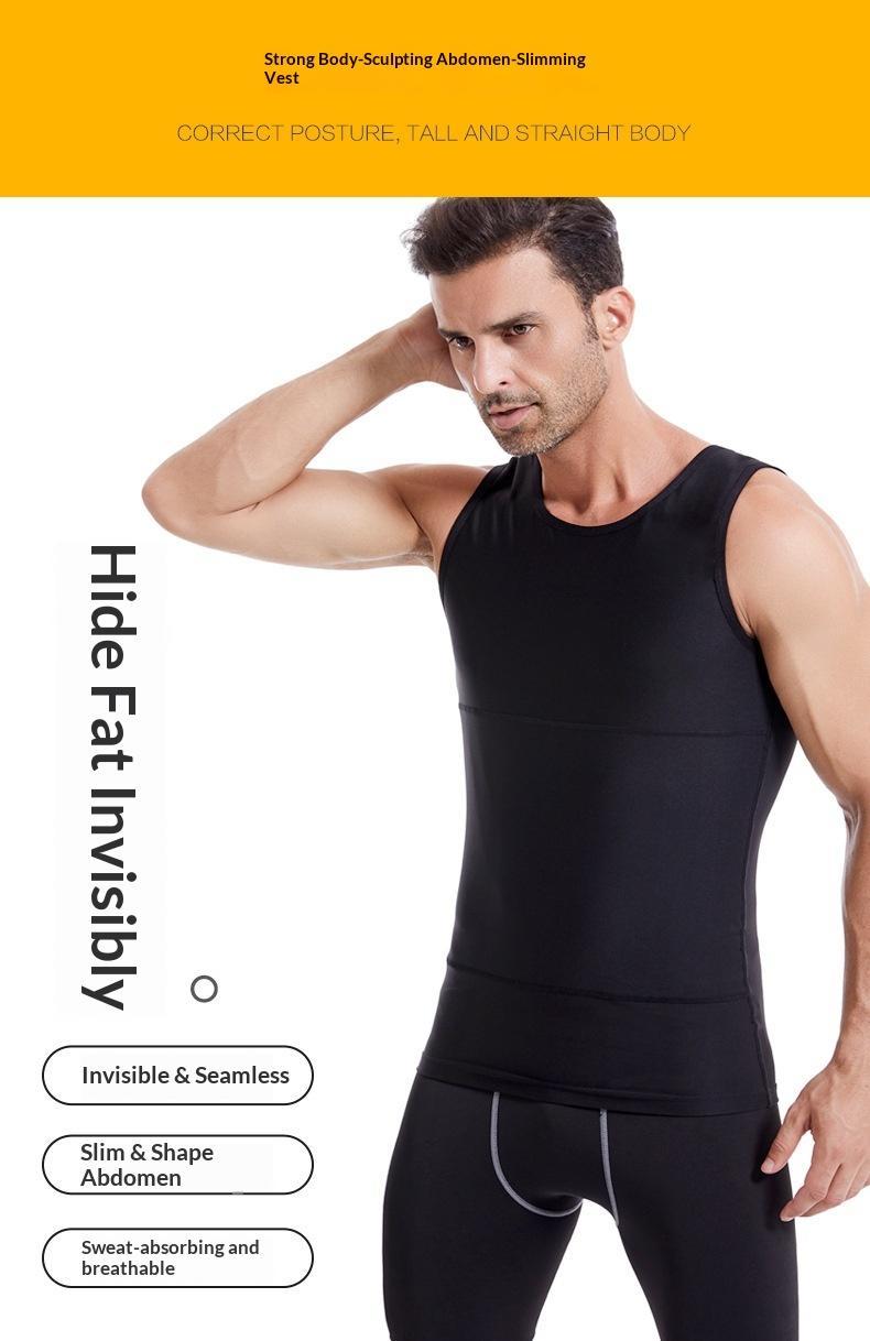 Men Compression Tank Top | Tummy Control, Gynecomastia Shaper, Posture Correction Seamless Undershirt for Gym, Business & Dating Menswear