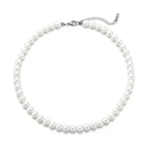 Fashion Imitation Pearl Necklace Retro Jewelry Gift Chain White Beads Necklace