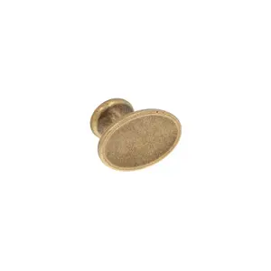 Oval Cabinet Knob – Antique Brass with Vintage Patina
