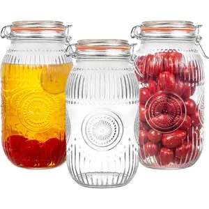 Wide Mouth  Mason Jars with Airtight Lid 64oz 2 Quart, Canister Quart Jars for Kitchen Storage - for Coffee, Sugar, Beans 3 Pack
