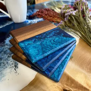 Handmade wooden Coasters for drinks - coffee table coasters, modern cup coasters , bar coasters, outsoor coasters Tableware