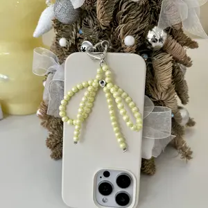 Cute Bowknot Beaded Phone/keychain- 5 Color options (Phone tether tap included) perfect gift flower