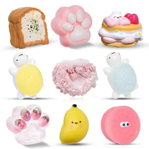 1/2/3/6 PCS Taba Squishies Gift for Kids taba squishy party Gift favor cute toy sticky soft toy Mochi Squeeze Toys for Stress Relief anxiety fidgets clear cat paw squeeze toy anxiety buster-F1