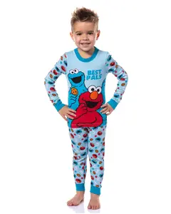 Sesame Street Toddler Boys' Cookie Monster Elmo Best Pals 2 Piece Long Sleeve Pajama Set