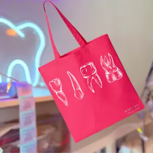 Anatomy Teeth Hot Pink Tote Bag