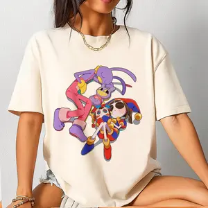 Jax x Pomni TADC Jester Graphic Tee - Funny Oversized Graphic Shirt | Digital Circus Vintage Drop Casual Top Womenswear Everyday