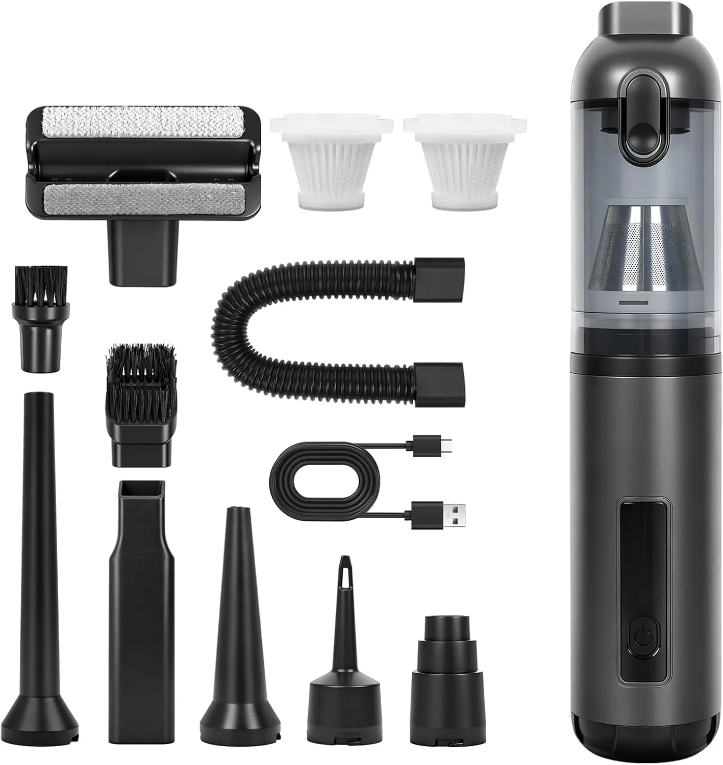 Car Vacuum, 17000Pa 2 in 1 Vacuum Cleaner&Air Duster, 100W Brushless Motor Vacuum with 6000mAh Battery, Multi-Nozzles for Car, Home, Office, Pet