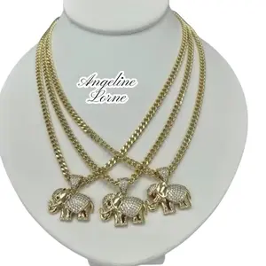 Angeline Lorne Elephant Pendant Necklace Size 20 inch Laminado 14k Stainless Steel 3 Capas Oro Real Water Resistant for Daily Use