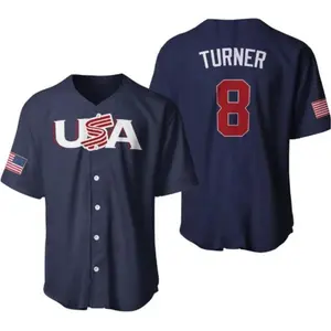 Trea Turner #8 Jersey, Turner USA Baseball Jersey, World Baseball Classic Jersey, Baseball Jersey For Men Women Youth and Kids