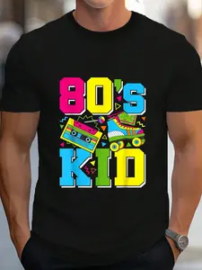 100% Cotton 80s Kid 80s Theme Party Outfit 1980s Eighties Fashion T-Shirt Women's Men's Graphic Tee Crew Neck summer vacation Tops