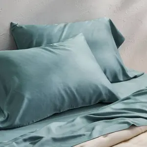 King 400 Thread Count Rayon from Bamboo Pillowcases Light Teal Blue - Casaluna