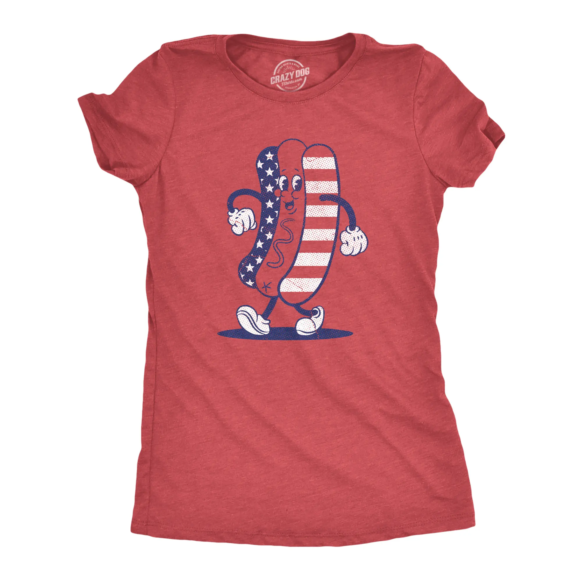 Womens Fourth Of July Hotdog T Shirt Funny Patriotic Cookout Grilling Tee for Ladies Funny Womens T Shirts Cute Vintage Fashion Casual Ladies T-Shirt Gift Patriotic Tops for Women Funny Food Top Women's Novelty Red -