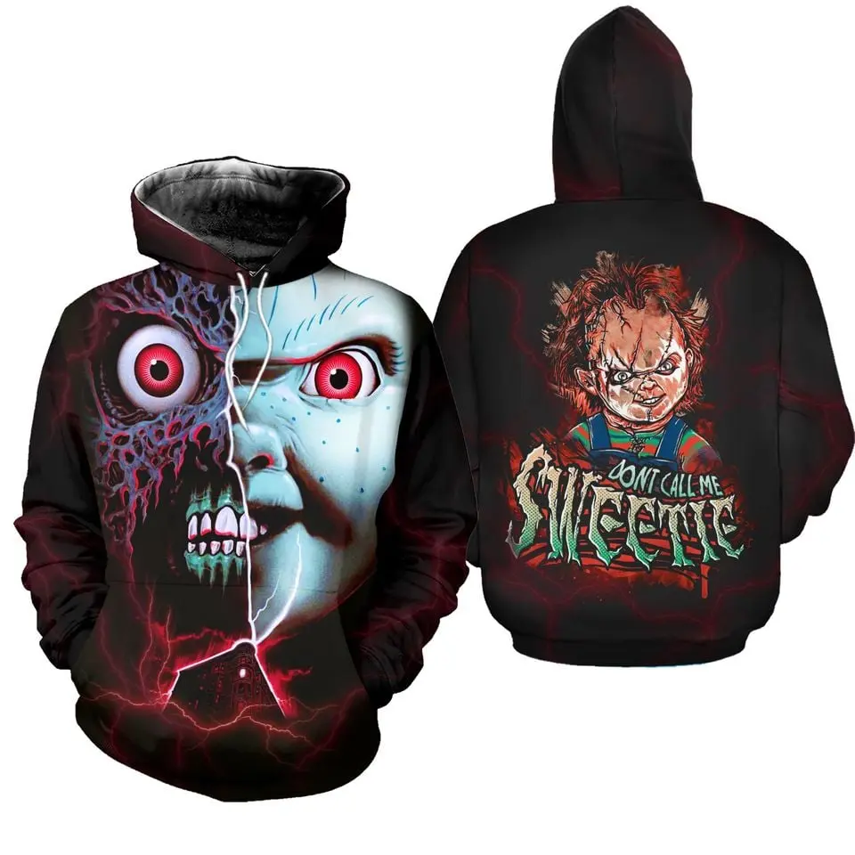 Halloween Chucky 3D Hoodie – Horror Movie Gift for Him or Her, Christmas Scary Hoodie