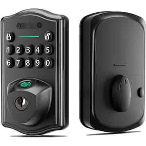 Deadbolt Door Lock with Keypad, Fingerprint Keyless Entry Door Lock,  Keypad Deadbolt for Front Door, Biometric, Anti-Peeping Password, Auto Lock, Easy Installation