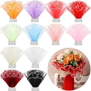 12 count Flower Wrapping Mesh Paper, 11 Inch x 4 Yard Wavy  Edge Wrinkled Flower Bouquet Packaging Mesh Florist Supplies for Teacher Christmas Mother's Day Gifts (Assorted Colors)