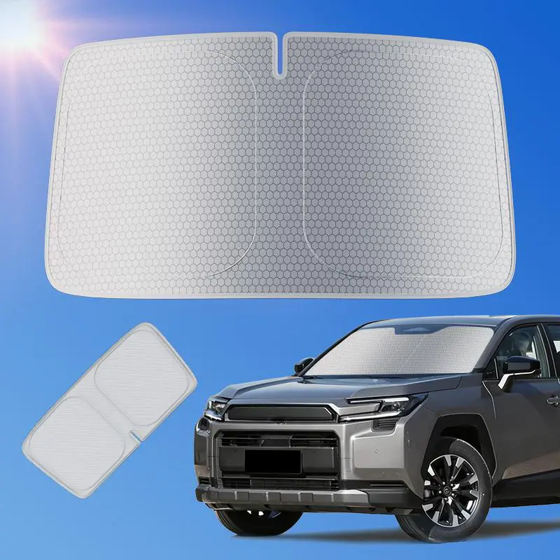 Portable Foldable Car Sunshade Outside - Double-Layer UV Protection Windshield Sunshade for Sedans, SUVs, MPVs, with Dirtbag Hacky Sacks and Graphene; Please specify vehicle model, size, and color in order notes