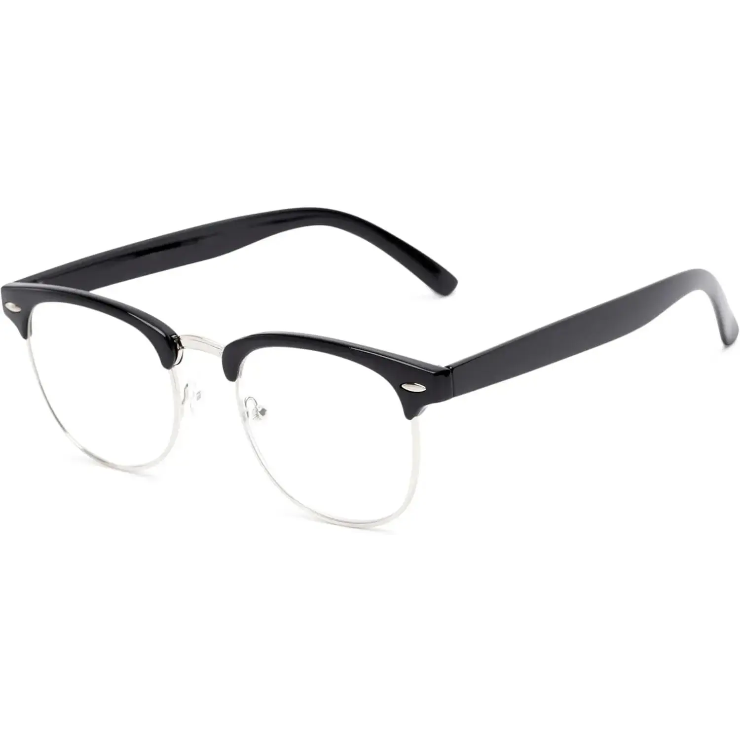 Retro 80s Unisex Browline Frame Reading Glasses - Full Rim, Large Blue Light Blocking Lenses, Affordable Fashion Frames