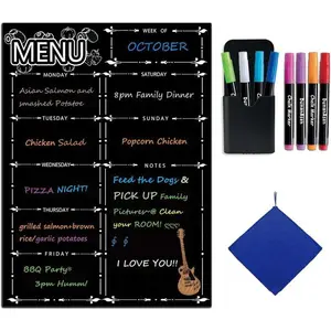 Menu Board for FridgeDry Erase Weekly Menu Planner/Family Calendar 16" x 12" with Grocery List and Notes Transparent bullet  journals