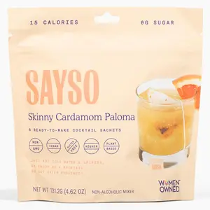 SAYSO Skinny Cardamom Paloma | The Original Craft Cocktail Teabag Mixer | Organic, Certified Gluten-free | 15 Cal, 0g Sugar, Steep in Cold Water & Spirits or Omit For a Perfect Mocktail, 8 count