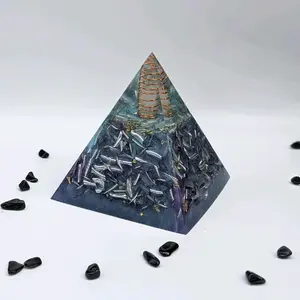 Orgonite Pyramid For EMF And Energy Protection - Chakra Balance Tool - Gift For Spiritual Growth - Attract Abundance - Crystals For Sleep - Decor For New Home