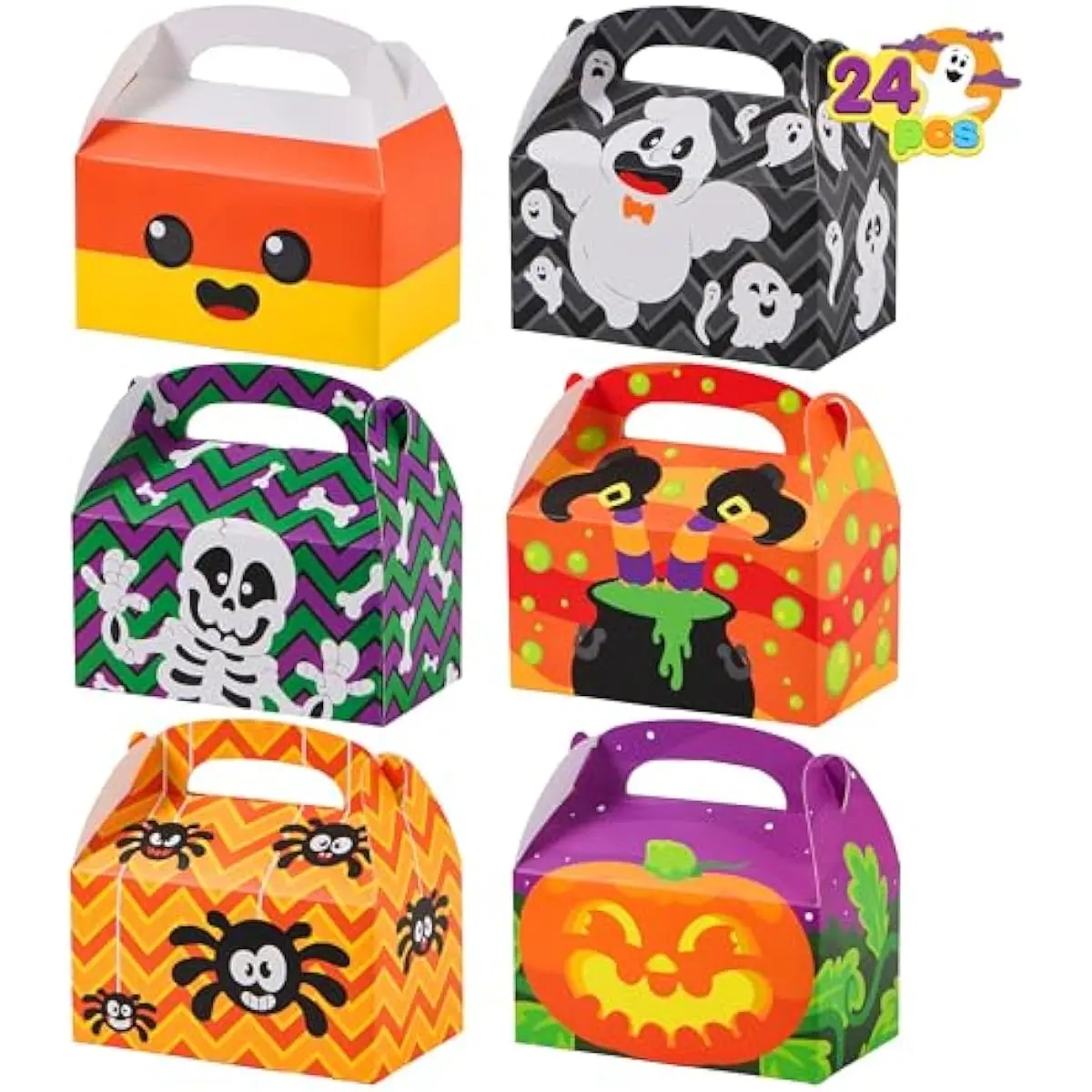 JOYIN 24 PCS Halloween Treat Boxes Candy Boxes, House Cardboard Goodie Bags, Cookies Candy Bags for Kids Children Trick or Treat, Holiday Pastries, Cupcakes, Party Favor Supplies, Decoration