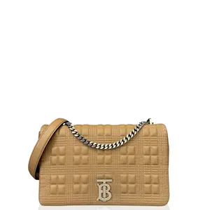 Pre-owned BURBERRY Leather Crossbody Bags Quilted Medium Lola Crossbody Bag Calfskin Natural Tan (zs033026c5)