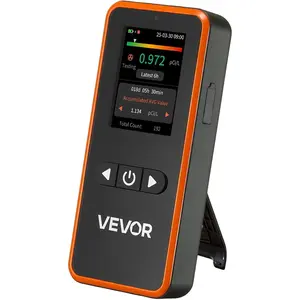 VEVOR Radon Detector for Home, Portable Radon Meter with LCD Display, Audible & Visual Alarms, Long-Term Radon Test Kit Monitor for Basement, USB Type-C Rechargeable, pCi/L or Bq/m³