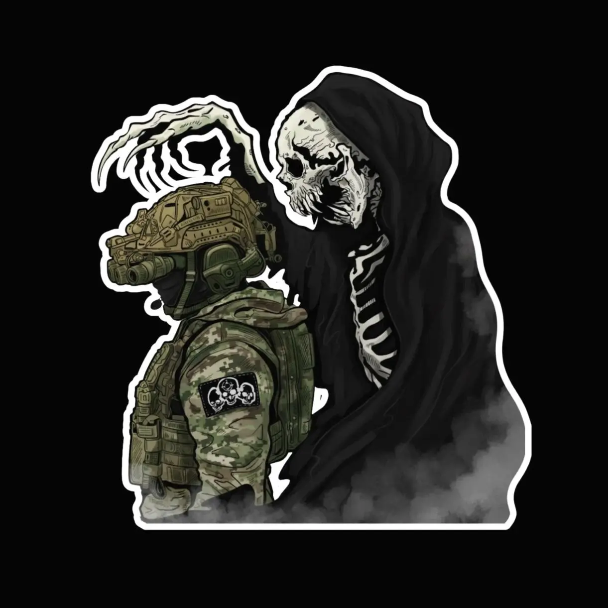 Grim Reaper Tactical Soldier Sticker, Death & War Concept Art, Dark Military Decal - Cars, Trucks, Laptops, Coolers, Toolboxes, Windows & More Waterproof Vinyl Sticker