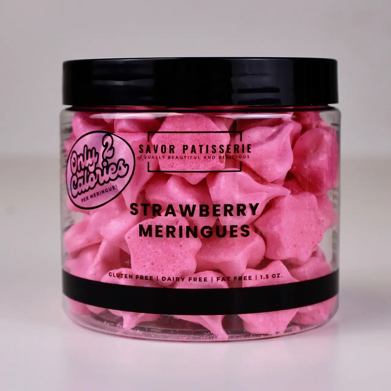 Savor Patisserie Strawberry Meringues - 70 Pieces, 2 Calories Each, Gluten Free, Dairy Free, Fat Free, Perfect Snack or Dessert, Sweet & Fruity Treat
