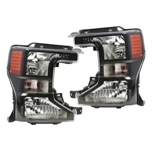 Nakkaa Pair Front Halogen Headlight Assembly for Ford F Series 250 350 Super Duty 2020-2022 Left & Right Side ABS PC Material FO2502405 FO2503405 Black Housing Clear Lens