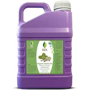 SVA Castor Seed Oi Organic - 32 Fl Oz – 100% Natural Cold Pressed Organic Castor Oil - for Face, Skin Care, Hair Care, Scalp Massage & Body Massage