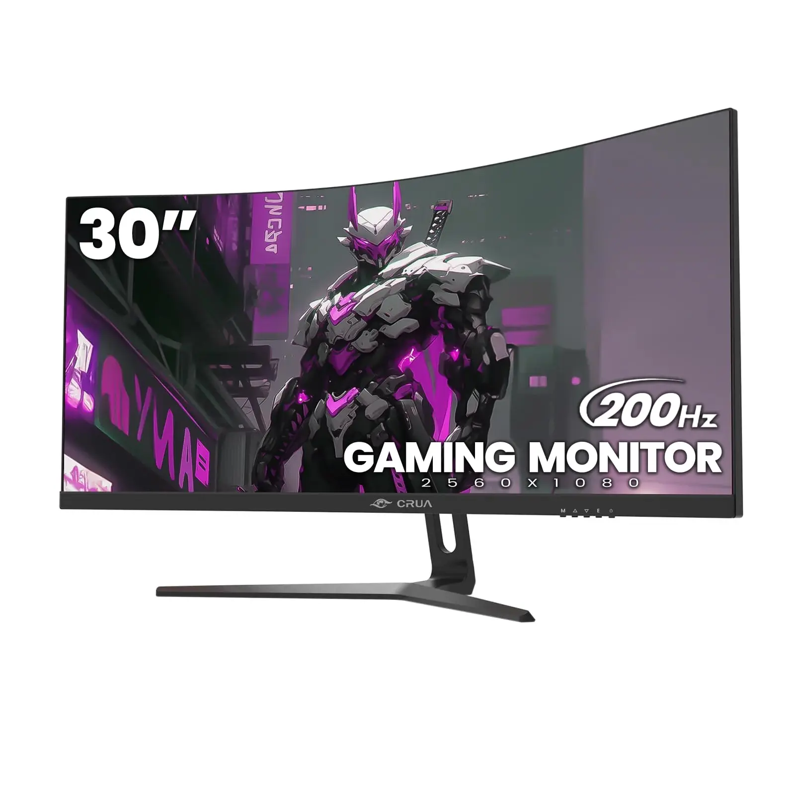 CRUA 30‑Inch Ultrawide Curved Gaming Monitor, 21:9 2560x1080 FHD 200Hz VA Screen, 1500R Curvature, FreeSync, 120% sRGB, HDMI 2.0 DP 1.4, 3.5mm Audio Jack, 100x100mm VESA Wall Mount, Black for Gaming Movies Multitasking Office Work