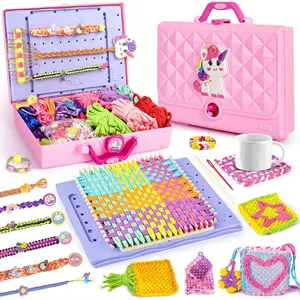 Multi-Functional 400+ Pcs Friendship Bracelet Making Kit for Girls,Weaving Loom Kit Toys, Craft Kits for , 6-12 Year Old Girls Gifts Ideas, Bracelet & Coaster & Bag Weaving Making kit